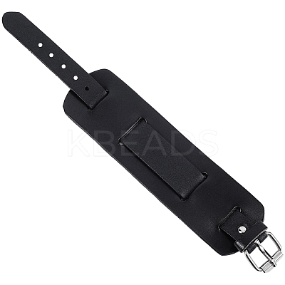1Pc Vintage Punk Rock Style Wide Leather Cord Wristband Bracelets for Unisex BJEW-CL0001-17A-1
