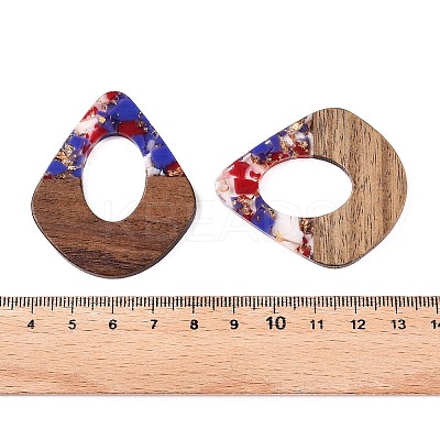 Transparent Resin and Walnut Wood Pendants RESI-T057-07F-1