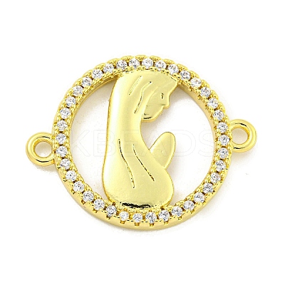 Rack Plating Brass Micro Pave Clear Cubic Zirconia Links KK-B091-23G-1