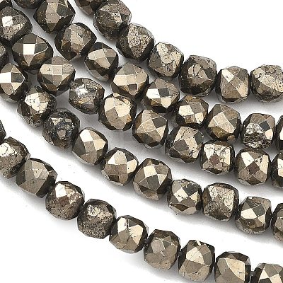 Natural Gold Pyrite/Golden Pyrite Beads Strands G-G458-G01-5x5mm-1