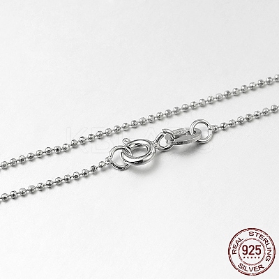 Anti-Tarnish Trendy Rhodium Plated 925 Sterling Silver Ball Chain Necklaces X-STER-M050-1.0B-09-1