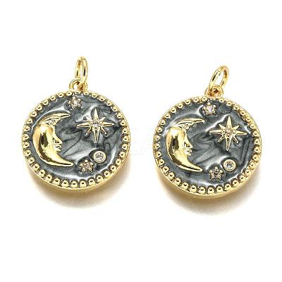 Brass Micro Pave Clear Cubic Zirconia Pendants ZIRC-B0003-28G-1