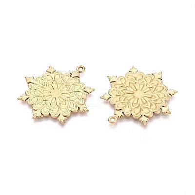 304 Stainless Steel Christmas Snowflake Pendants STAS-T067-38G-1