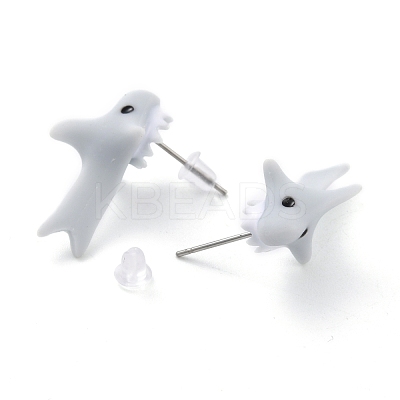 Cute Whale Resin Stud Earrings EJEW-K089-02P-1