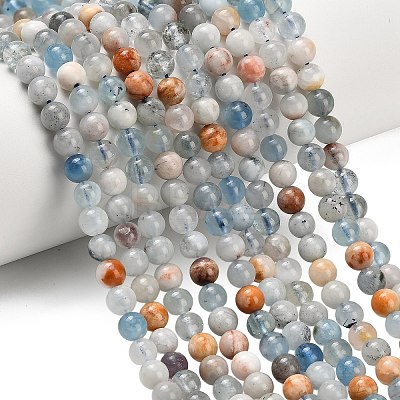 Natural Aquamarine Beads Strands G-F591-29A-6mm-04-1