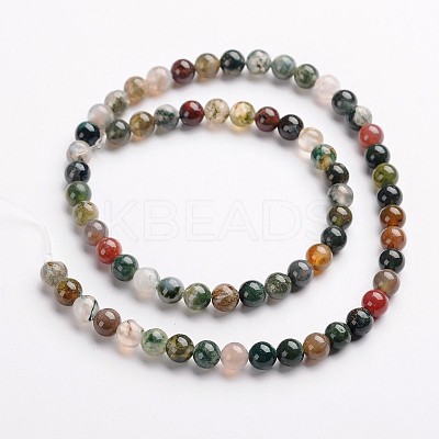 Round Natural Indian Agate Gemstone Bead Strands G-J333-07-6mm-1