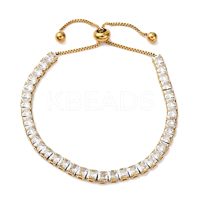 304 Stainless Steel Pave Clear Cubic Zirconia Tennis Bracelets BJEW-G754-03G-02-1