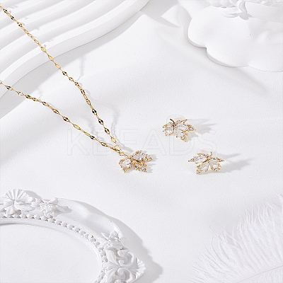 Maple Leaf Brass Clear Cubic Zirconia
Necklace & Stud Earring Sets SJEW-LP0001-49-1
