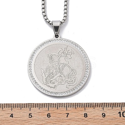 201 Stainless Steel Rhinestone Pendant Necklaces for Women NJEW-U021-03P-1