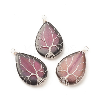 Natural Crackle Agate Pendants PALLOY-JF01526-02-1