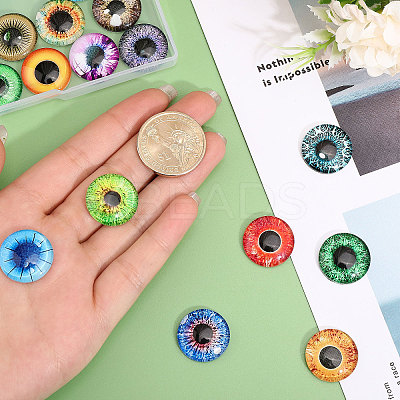 30Pcs 15 Colors Luminous Self Adhesive Glass Eyes Cabochons DIY-CA0006-27A-1