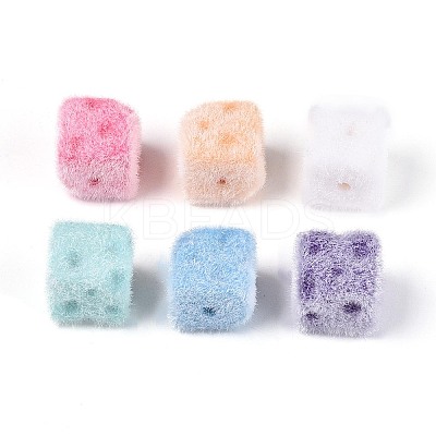 Flocking Opaque Acrylic Cube Beads OACR-T030-08M-1
