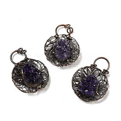 Natural Amethyst Nuggets Big Pendants G-D468-21R-1