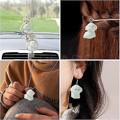 4Styles 4Pcs Flocking Resin Cute Puppy Pendants RESI-YW0003-43A-1