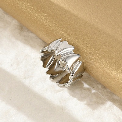 Heart 304 Stainless Steel Open Cuff Rings for Women LS-RJEW-G338-19P-1