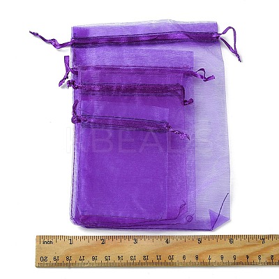 30Pcs 4 Styles Rectangle Organza Bags Jewellery Storage Pouches Wedding Favour Party Mesh Drawstring Gift OP-FS0001-01E-1