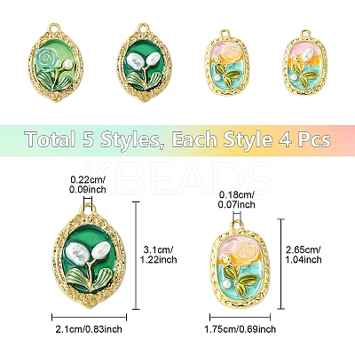 16pcs 4 styles Rack Plating Alloy Enamel Pendants ENAM-YW0005-42-1
