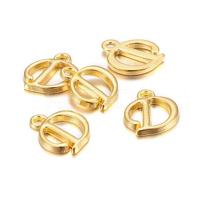 Golden Plated Alloy Letter Pendants X-PALLOY-J718-01G-D-1