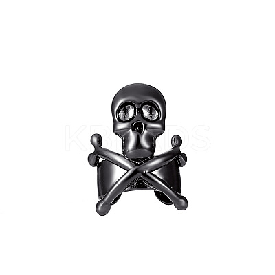 Brass Wide Skull Open Cuff Earrings SKUL-PW0004-06B-B-1