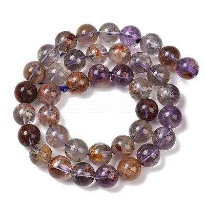 Natural Purple Phantom Quartz Lodolite Quartz Beads Strands G-R446-10mm-01A-1