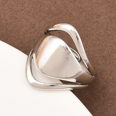 US Size 7 304 Stainless Steel Cuff Rings LS-RJEW-D336-04P-1