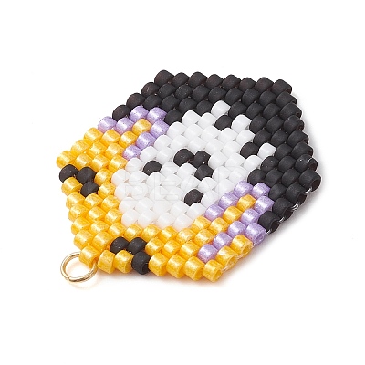 Hallowen Theme Glass Seed Beaded Pendants PALLOY-MZ00873-04-1