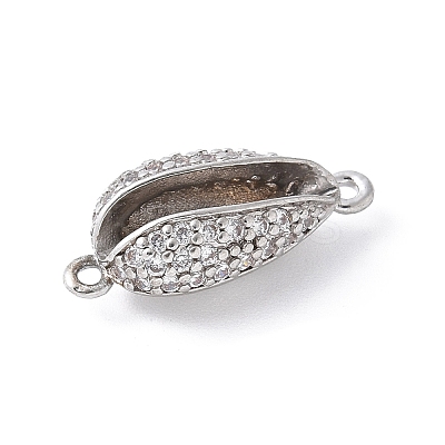 Brass Micro Pave Clear Cubic Zirconia Shell Shaped Links Connector Charms KK-K399-03A-P-1