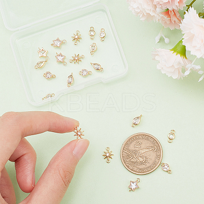 20Pcs 5 Style Brass Micro Pave Cubic Zirconia Links KK-BC0007-59-1