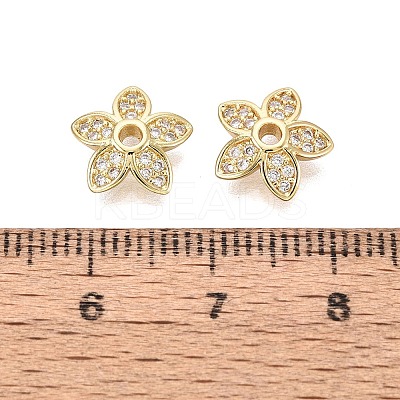 Brass Micro Pave Clear Cubic Zirconia Bead Caps KK-Q071-05G-02-1