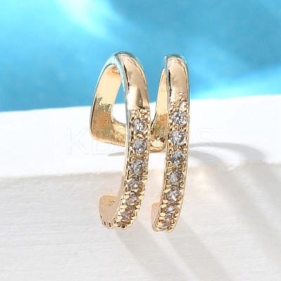 Brass Clear Cubic Zirconia Cuff Earrings EJEW-Q025-03A-G-1