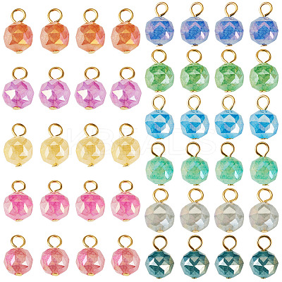 66Pcs 11 Colors Electroplate Imitation Jade Glass Charms PALLOY-TAC0312-1
