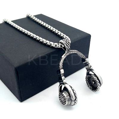 Vintage Hip-Hop 304 Stainless Steel Headset Pendant Necklaces for Men Women NI7157-1