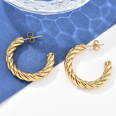 304 Stainless Steel Half Hoop Earrings X-EJEW-F257-10G-1