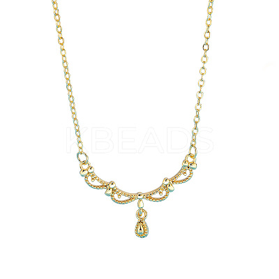 Brass Teardrop Pendant Necklaces for Women WG5F4D7-02-1
