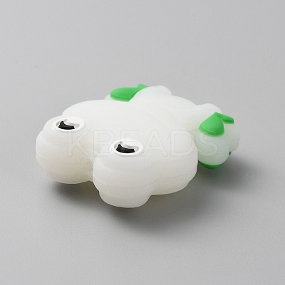 Frog Luminous Food Grade Eco-Friendly Silicone Beads LS-SIL-WH0003-12F-1
