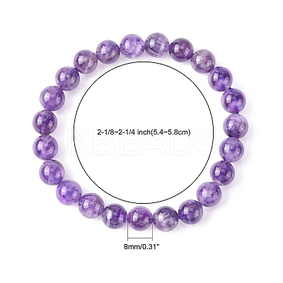 Natural Amethyst Round Beaded Stretch Bracelet X-BJEW-F293-04A-1