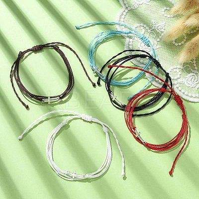 Waxed Polyester Cords Multi-strand Bracelet BJEW-JB09632-1