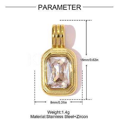 304 Stainless Steel Micro Pave Cubic Zirconia Pendants STAS-OY007-51G-1