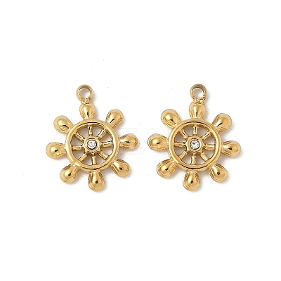 304 Stainless Steel Rhinestone Pendants Ion Plating(IP) STAS-V015-21G-1