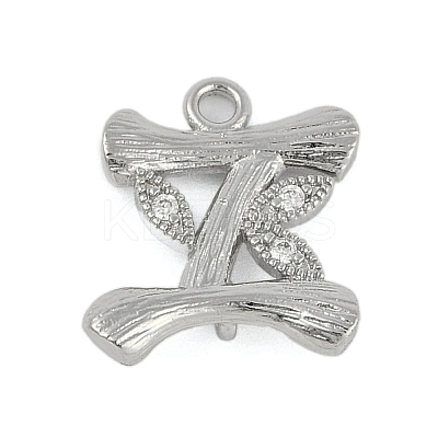 Brass Crystal Rhinestone Letter Links Connector Charms KK-S395-06P-I-1