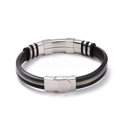 Men's Silicone Cord Bracelet BJEW-M206-02BP-1