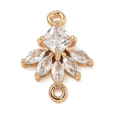 Brass Pave Clear Cubic Zirconia Connector Charms ZIRC-U004-02G-01-1
