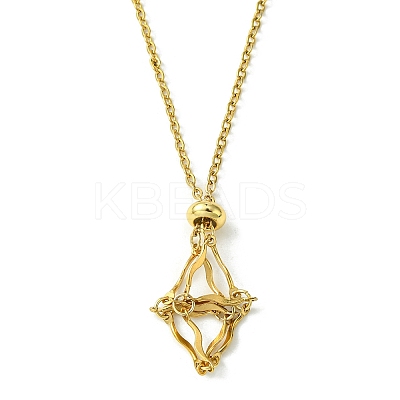 Crystal Cage Holder Necklace NJEW-JN04603-02-1