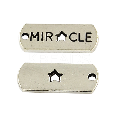 Tibetan Style Alloy Rectangle with Word Miracle Pendants TIBEP-Q043-068-RS-1