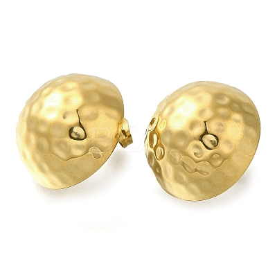 Ion Plating(IP) 304 Stainless Steel Half Round Stud Earrings EJEW-I312-05G-1