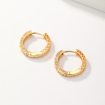 Brass Clear Cubic Zirconia Hoop Earrings BG2697-1