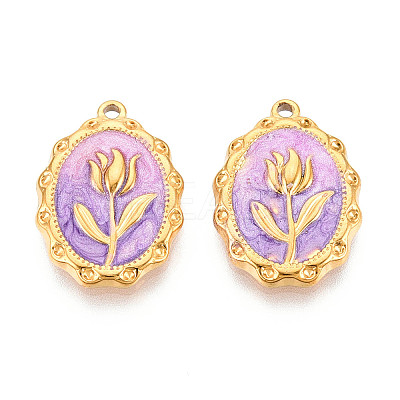 304 Stainless Steel Enamel Pendants STAS-N110-27C-G-1