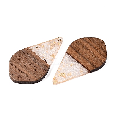Transparent Resin and Walnut Wood Pendants RESI-T057-06N-1