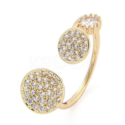 Brass Micro Pave Cubic Zirconia Cuff Rings RJEW-I103-099G-1