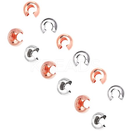 Electroplated 304 Stainless Steel Crimp Beads Covers STAS-UN0006-85-1